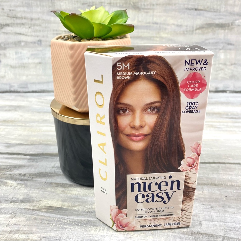 NWT Clairol Nice ‘n Easy 5M Medium Mahogany Brown Permanent Hair Color Box NIB